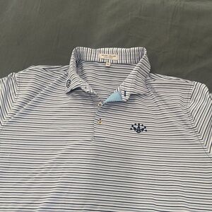 Peter Millar Navy and White Performance Striped Men’s Golf Polo